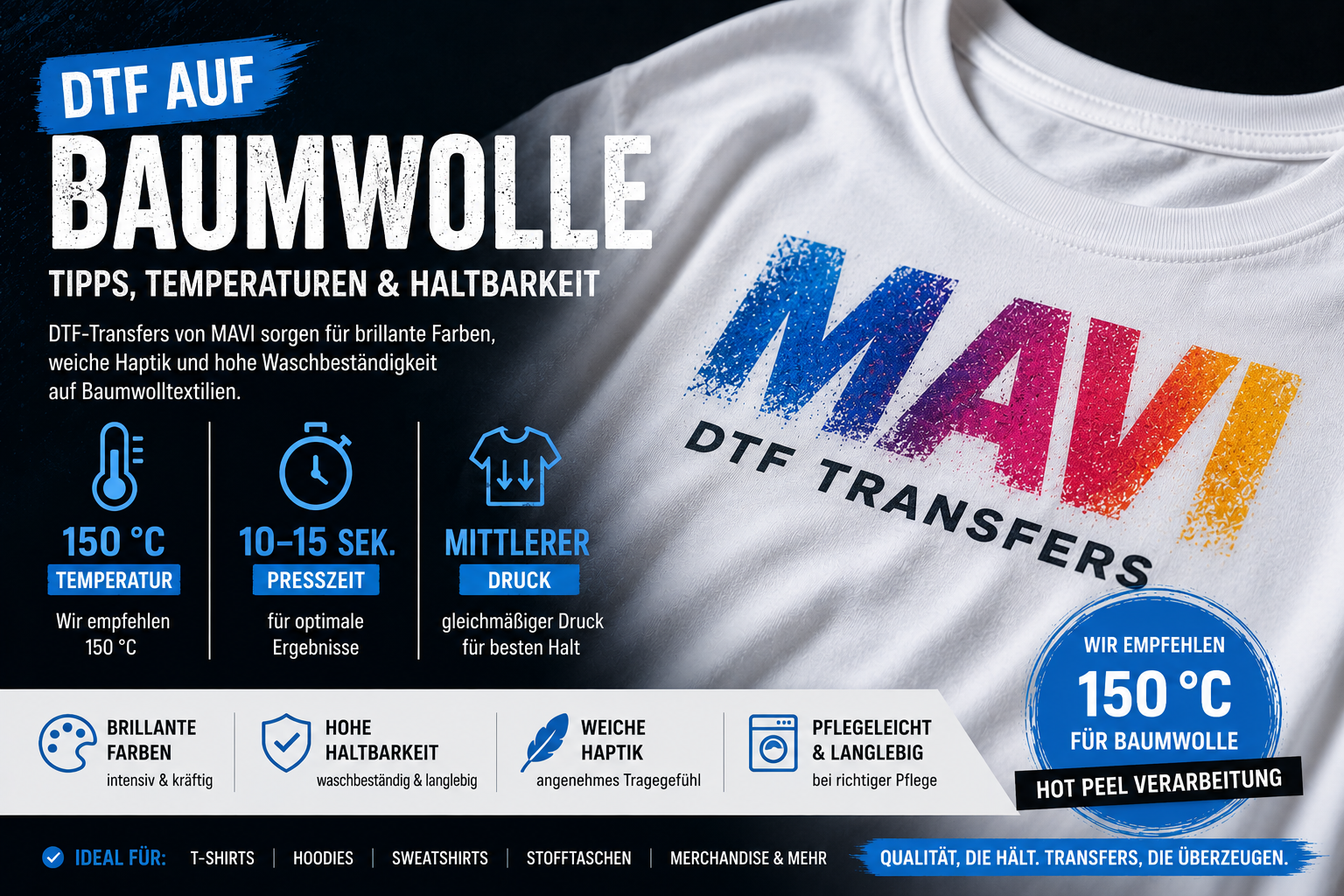 DTF auf Baumwolle – Tipps, Temperaturen & Haltbarkeit