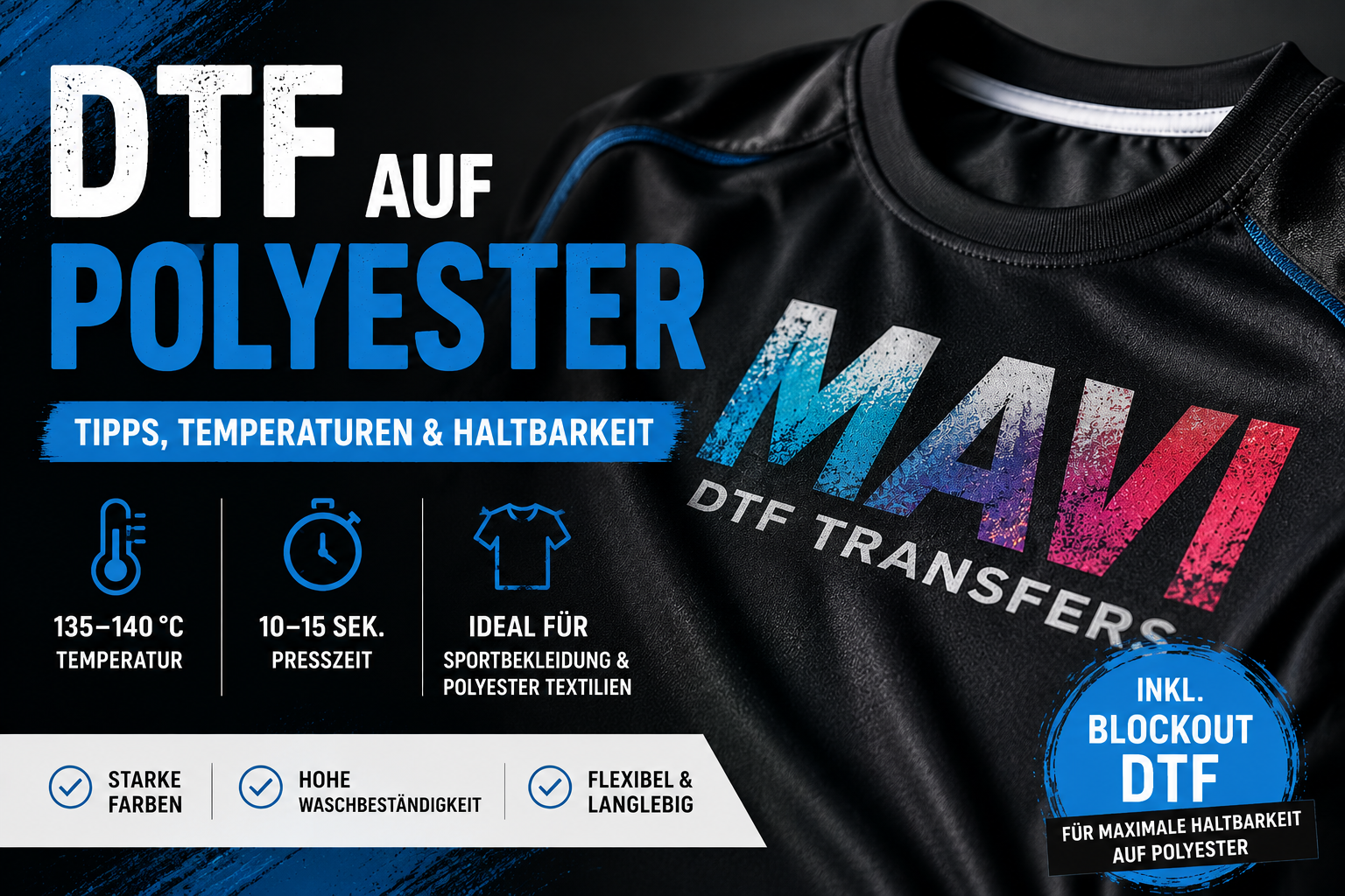 DTF auf Polyester pressen – Tipps, Temperaturen & Haltbarkeit