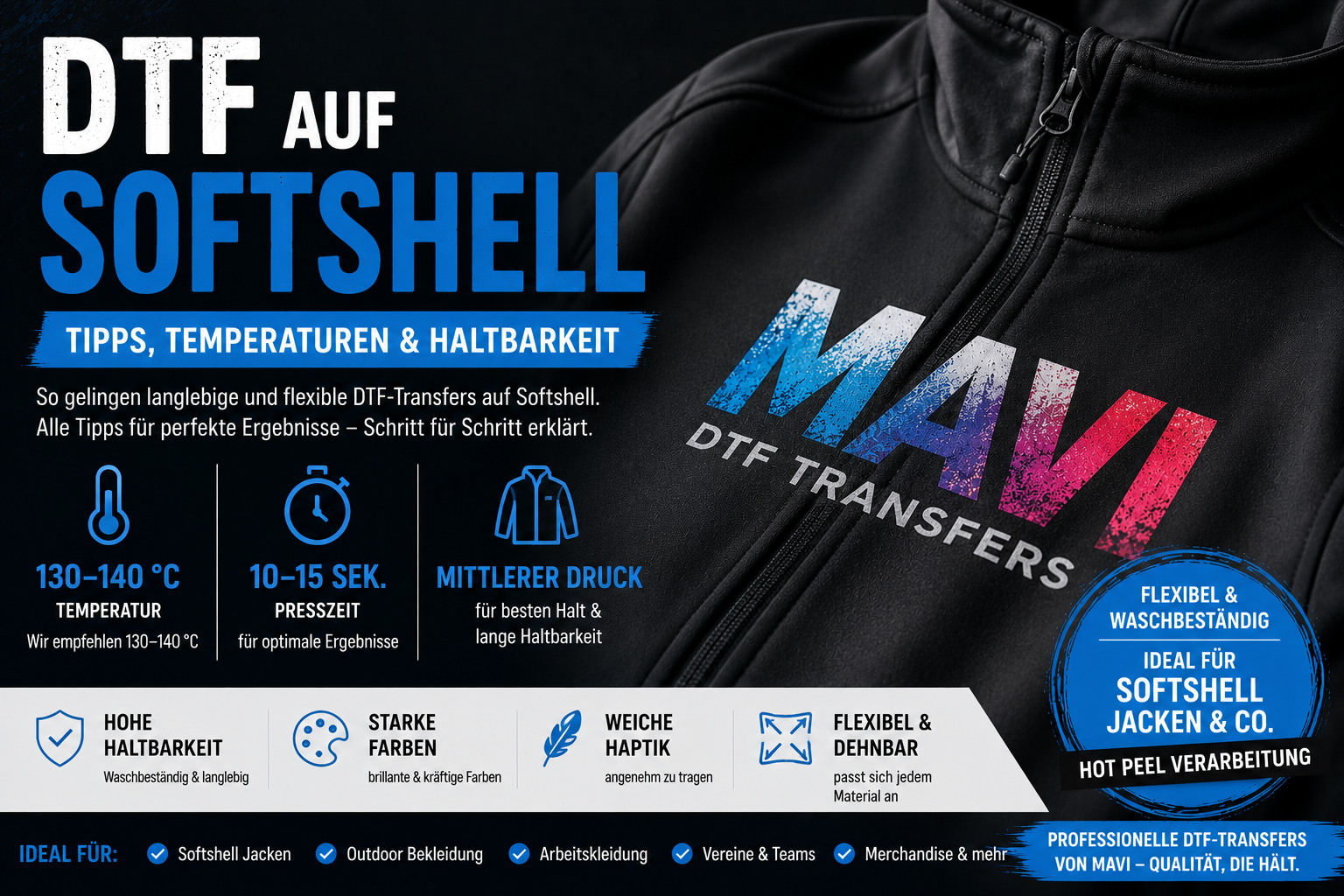 DTF auf Softshell – Tipps, Temperaturen & Haltbarkeit