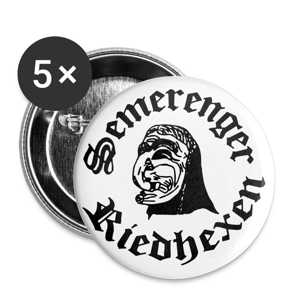 Semerenger Riedhexen Buttons klein 25 mm (5er Pack) - Weiß