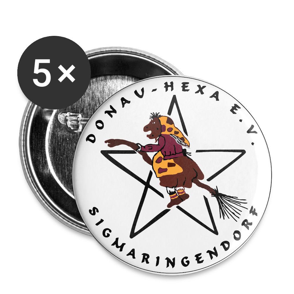 Donauhexa Buttons klein 25 mm (5er Pack) - Weiß